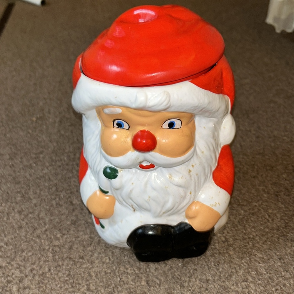 Vintage Ceramic Santa Cookie Jar Beautiful